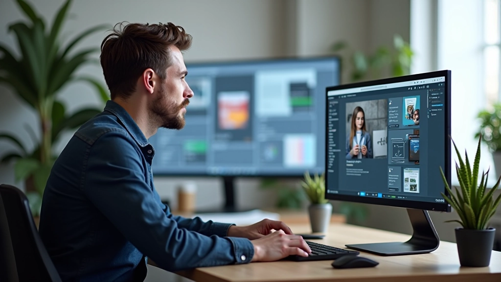 Designer arrangeant des éléments de bannière héro avec image de fond et couches de texte dans logiciel de conception